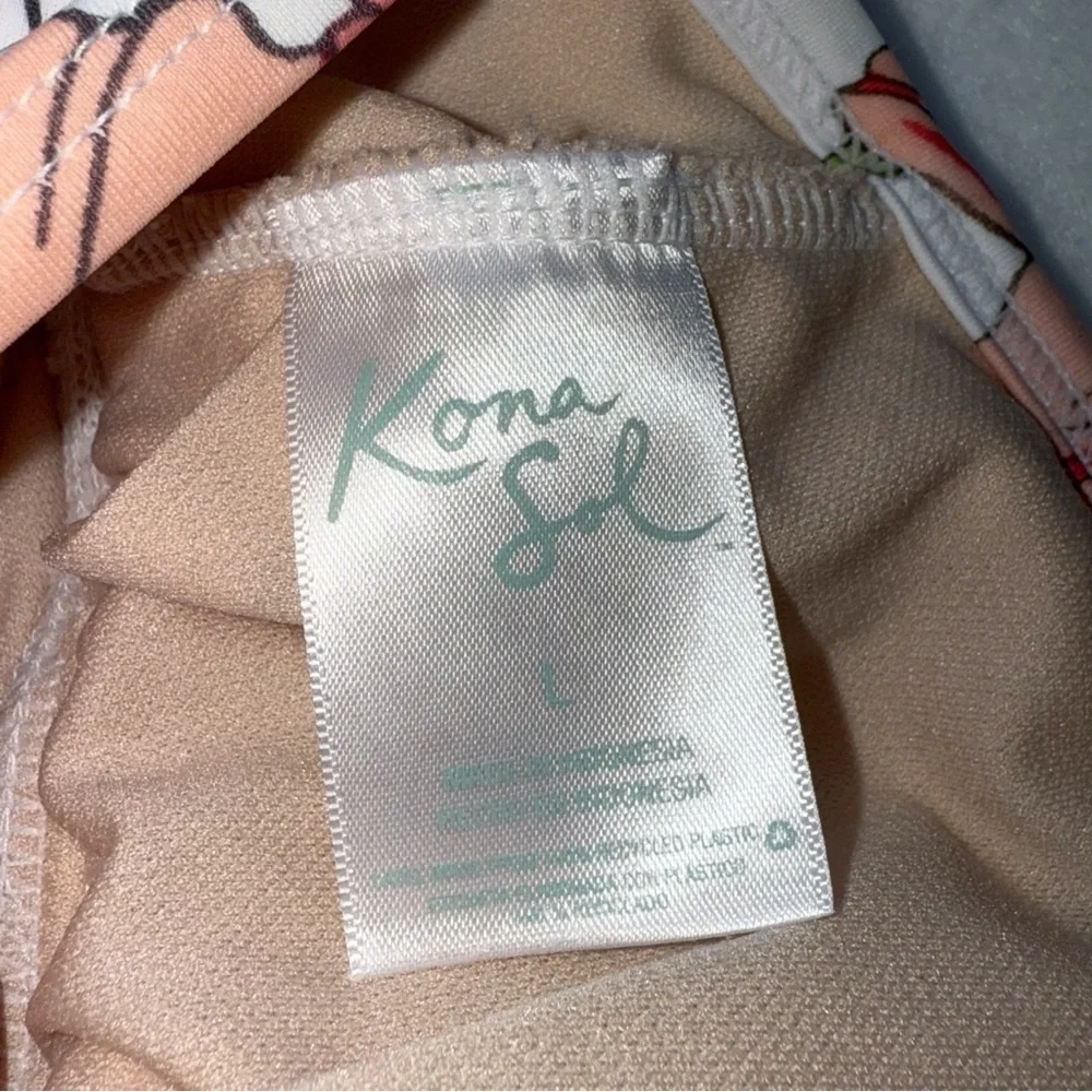 Kona Sol women’s ladder trim One Piece swimsuit multi color floral size LARGE